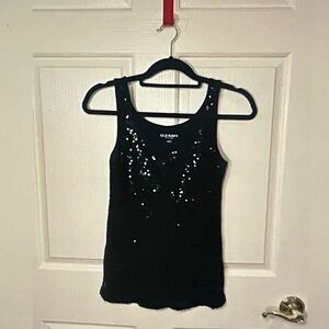 Old Navy Black Sequin Scoop Neck Tank
